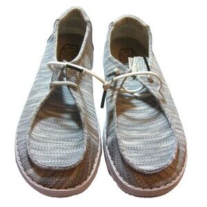 Hey Dude Sz. 7 Glacier Gray Lace Up Shoes Fabric Rubber Sole Women